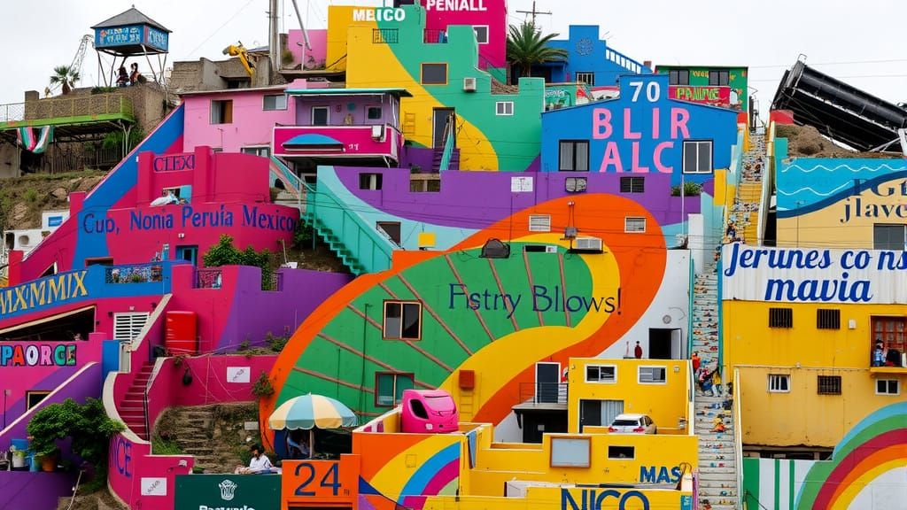 colorful houses Mexico