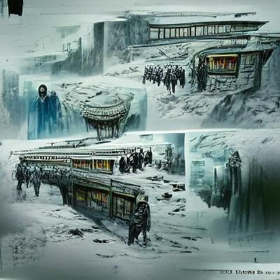 Futuristic Train Journey Through Frozen Landscape