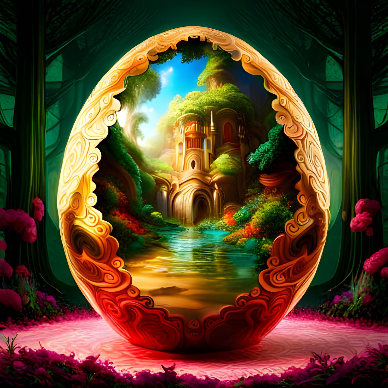 Rainbow Easter Egg Portal in Fantasy Forest