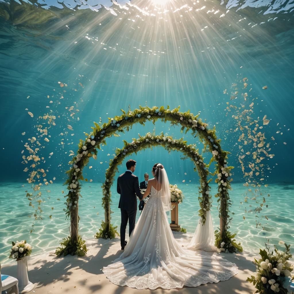 Luxurious Underwater Wedding Ceremony in Turquoise Water