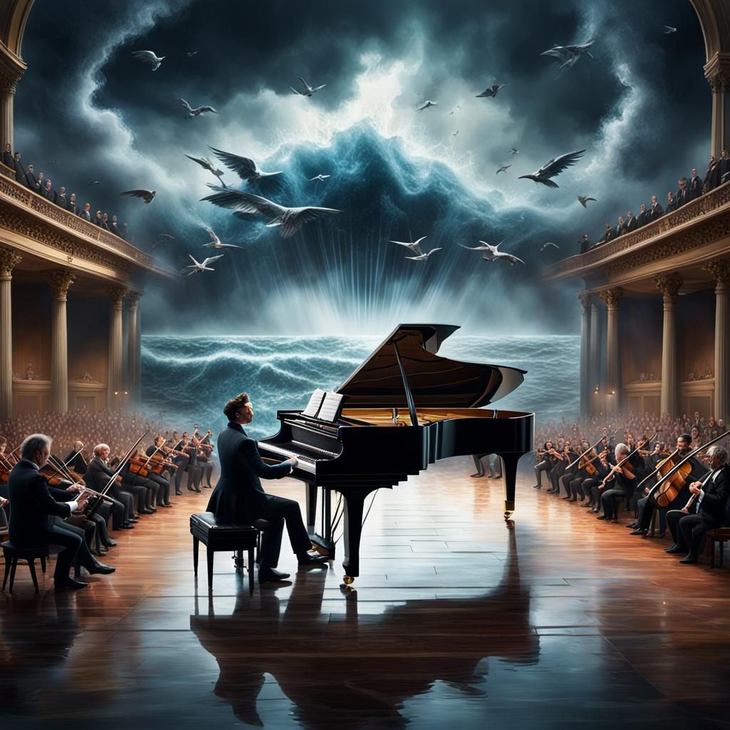 Pianist Performing Piano Concerto: Hyper-Realistic Digital A...