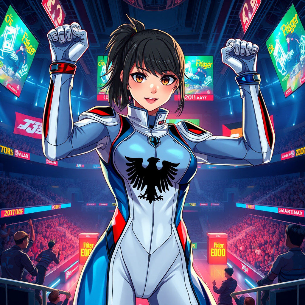 Girl in German Fighting Suit in Manga Style