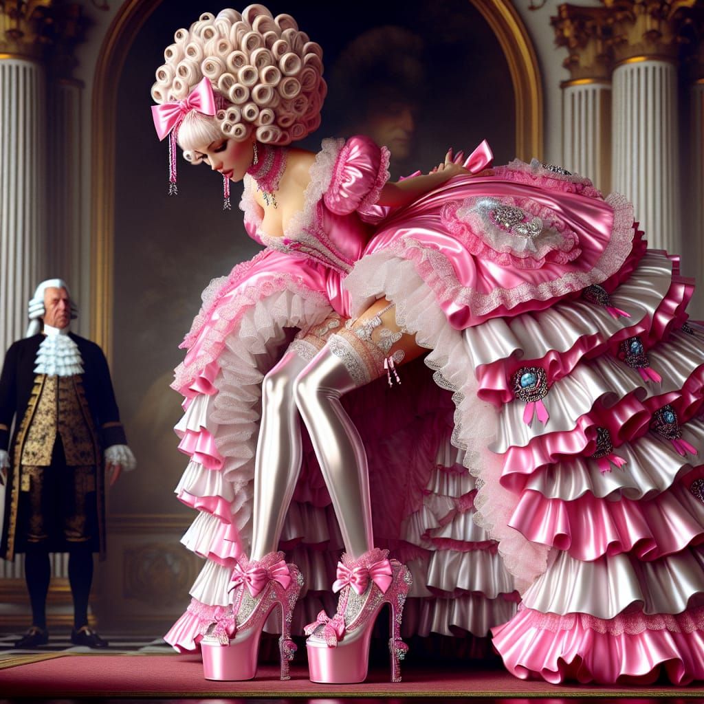 Flamboyant French Maid in Satin and Lace