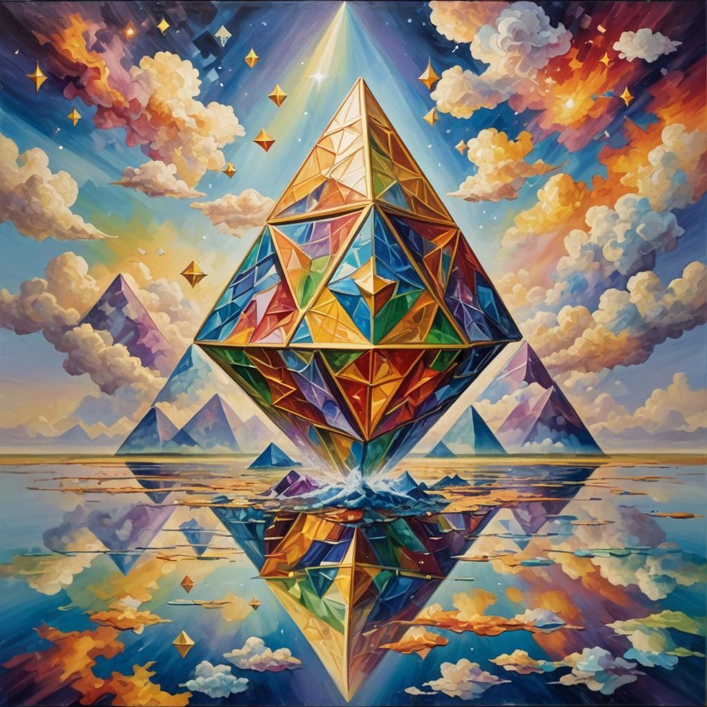 Geometric Rainbow Reflections in Expressionist Style