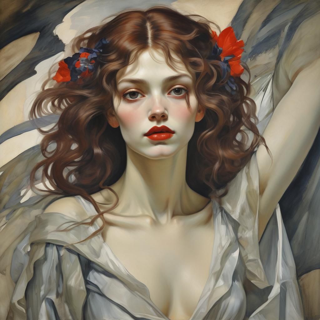 Vampire Portrait in Art Nouveau Style