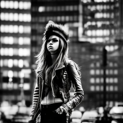 Hyperrealistic Punk Rock Chick in New York City