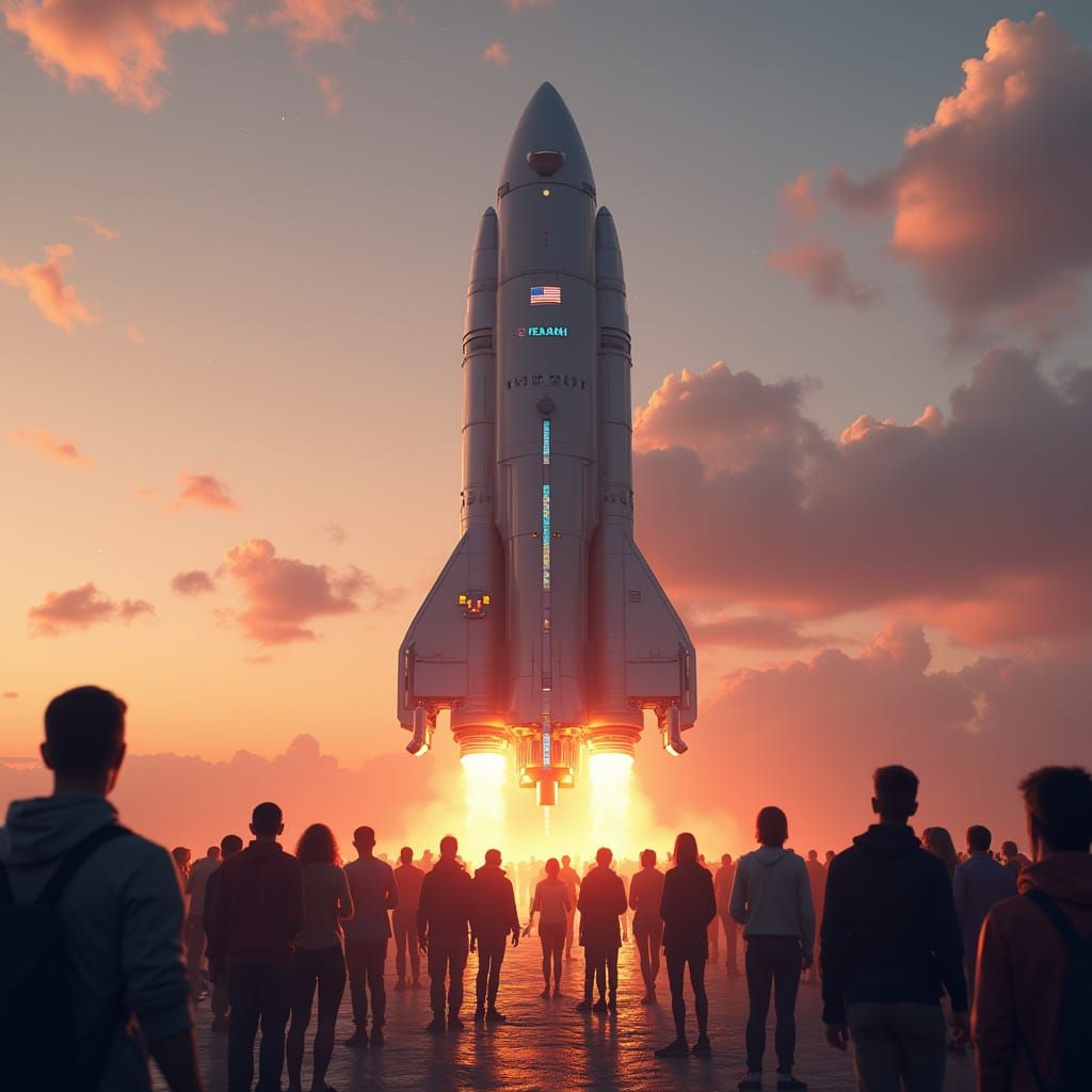 Rocket Launch at Dusk: A Sci-Fi Vision