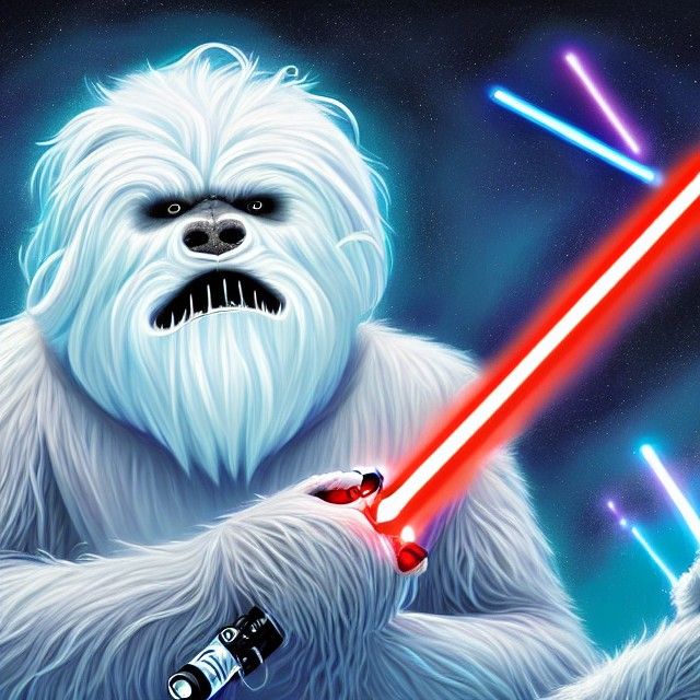 Wampa with Lightsaber in Digital Artwork