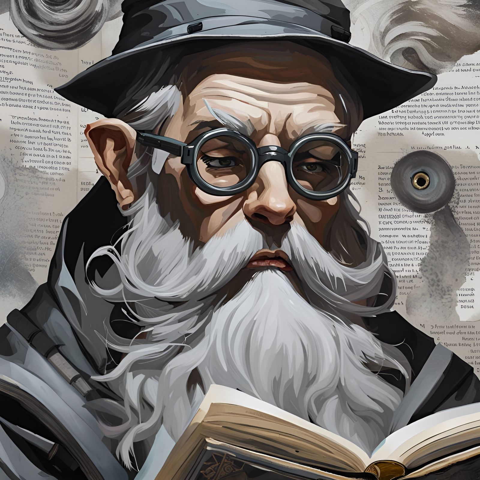Bespectacled Archmage Reading Spellbook