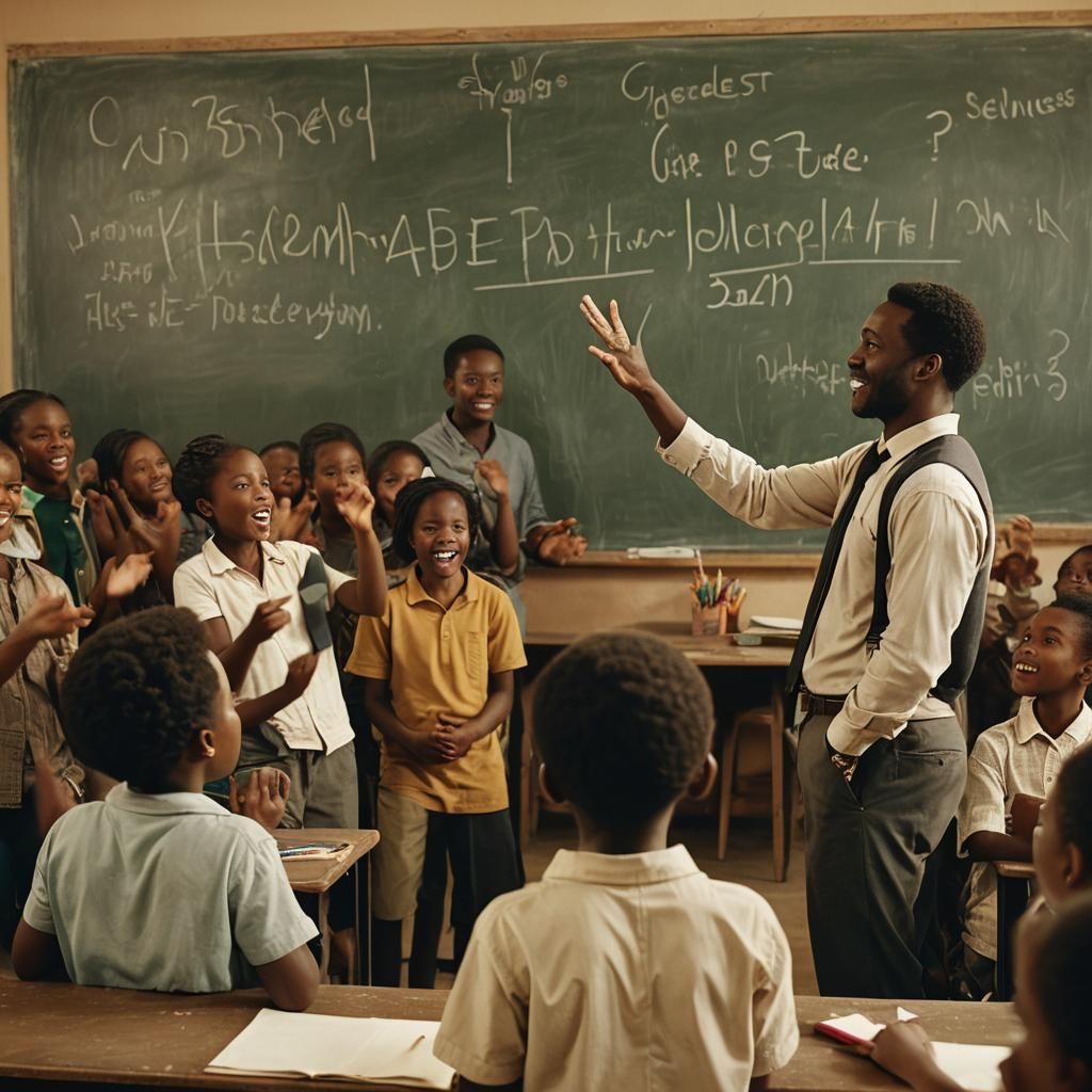 Lively African Classroom Scene on 35mm Film