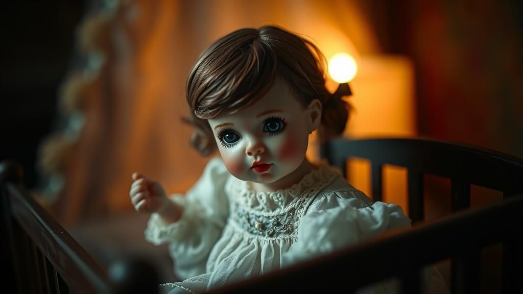 Victorian Glass Doll Portrait in Enamel Style