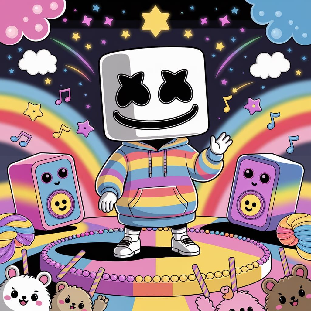 Kawaii Chibi DJ Marshmello on Candy Stage
