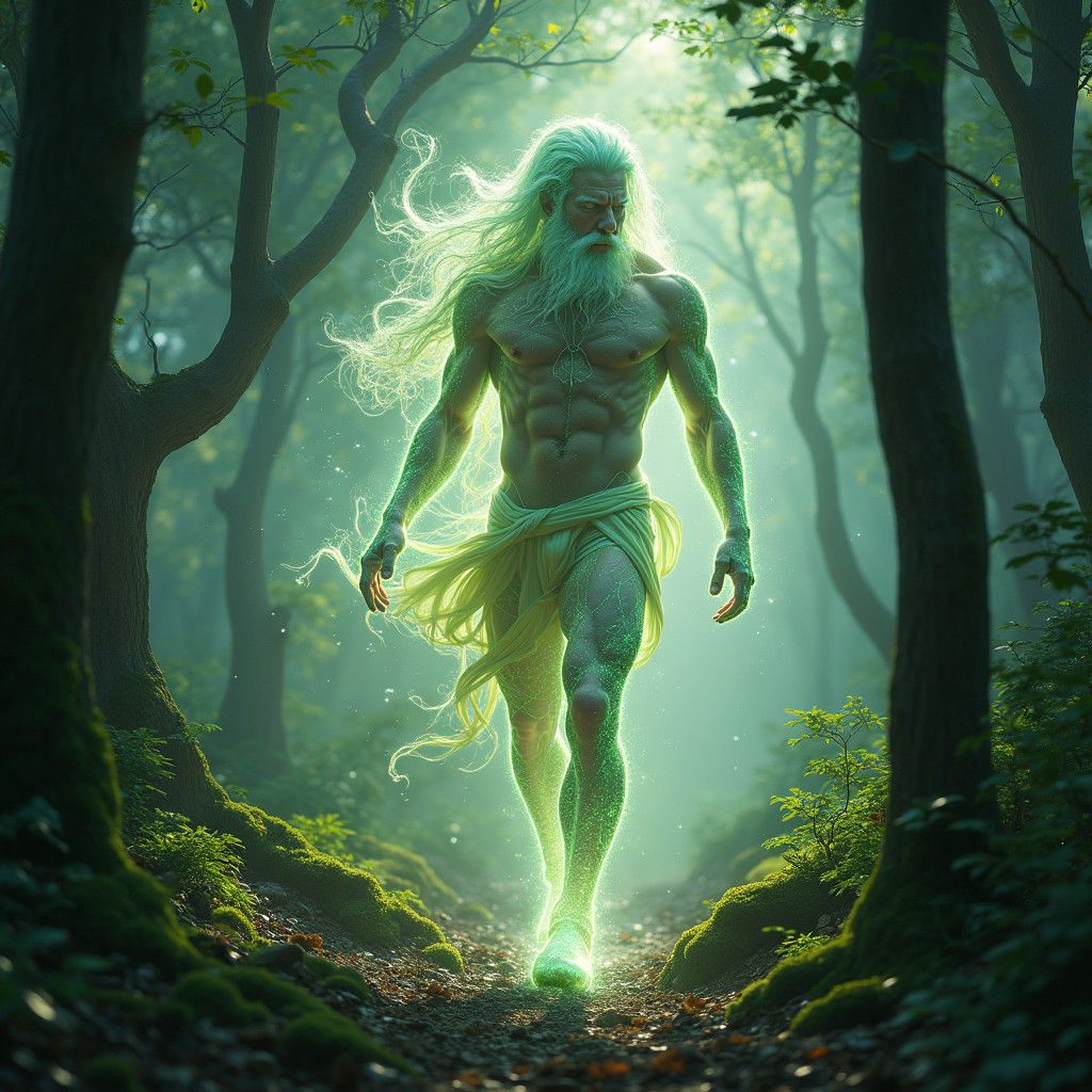 Luminous Celtic Druid in Enchanted Forest