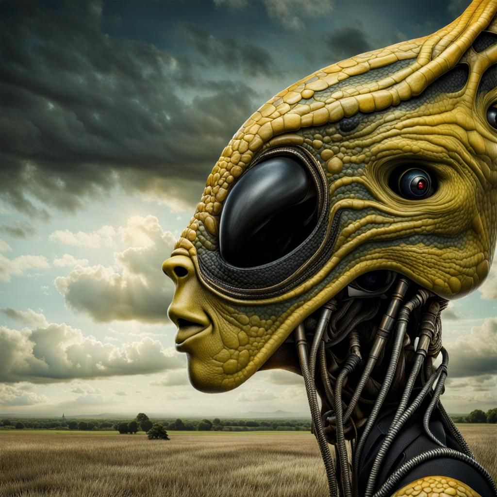 Surreal Restaurant Scene with Beautiful Aliens, Professional...