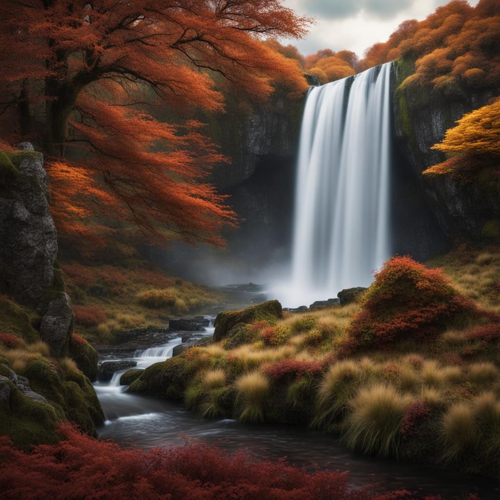 Stunning Autumn Waterfall in Ireland: Nature's Beauty