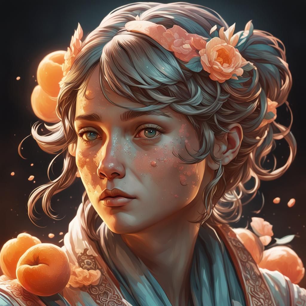 Apricot Aesthetic Portrait with Dynamic Lighting