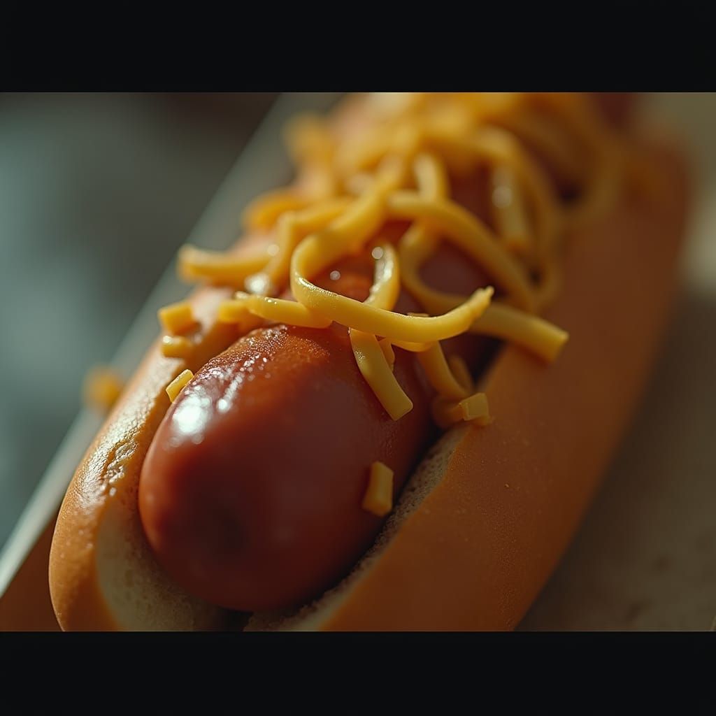 Hyperrealistic Hotdog with Onions in Cinematic Style