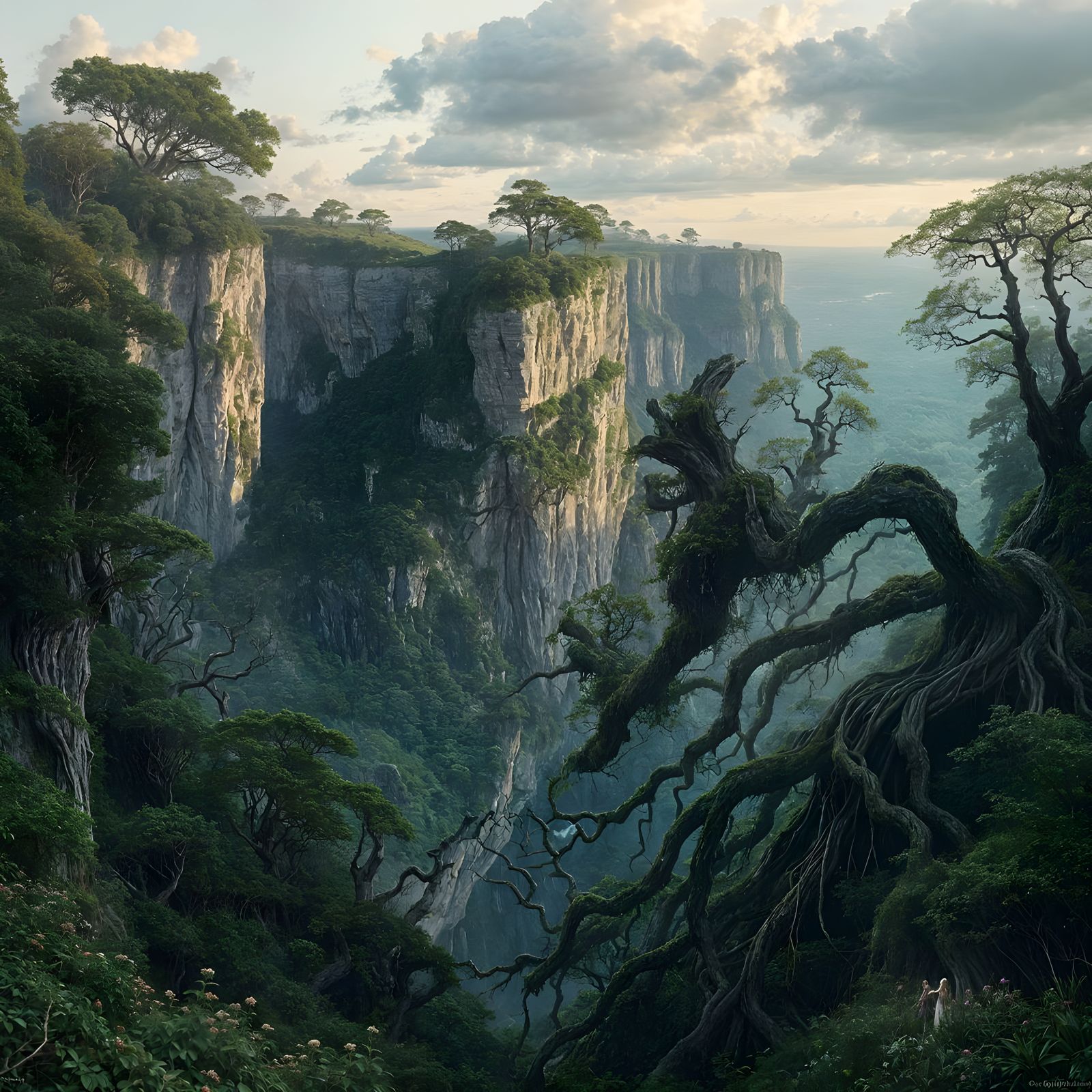 Surreal Whimsical Coastal Landscape in Mystic Evening Light