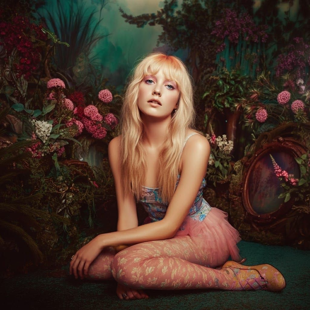 Ethereal Blonde Woman in Dreamlike Setting