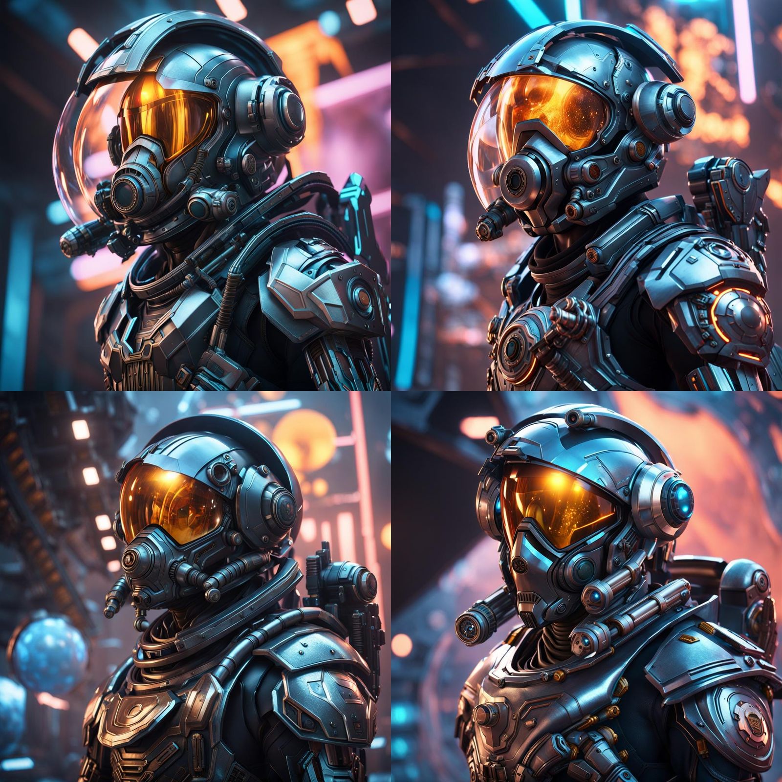 Dark Elf in Spacesuit with Raygun: Sci-Fi Art