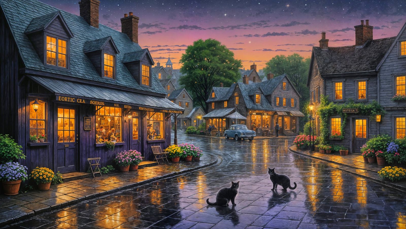 Picturesque Rural USA Street Scene at Twilight