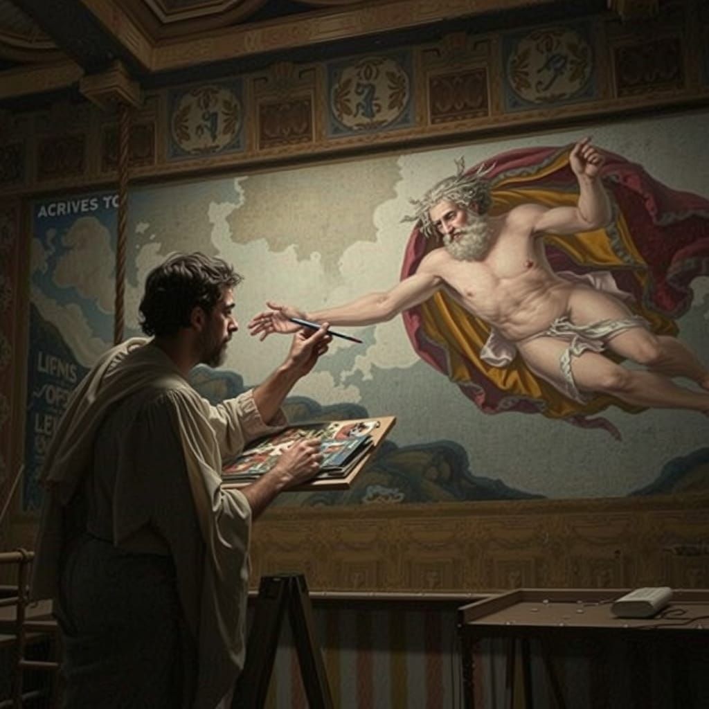 Michelangelo Painting the Sistine Chapel Ceiling