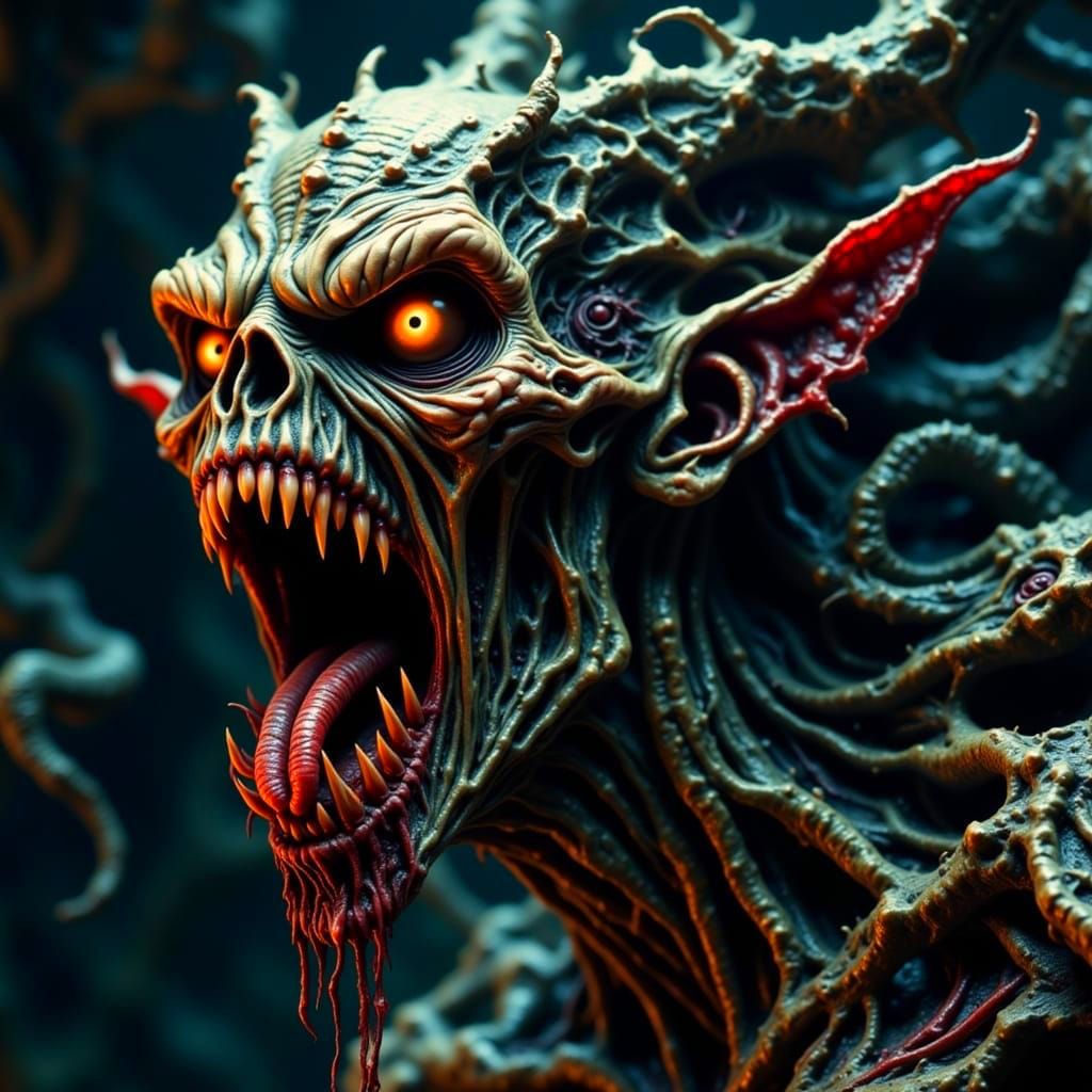Gnarled Creature Emerging from Dark Depths
