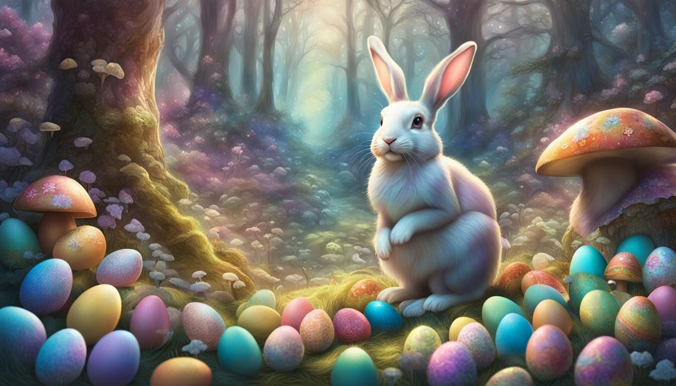Enchanted Forest Easter Bunny Hiding Eggs