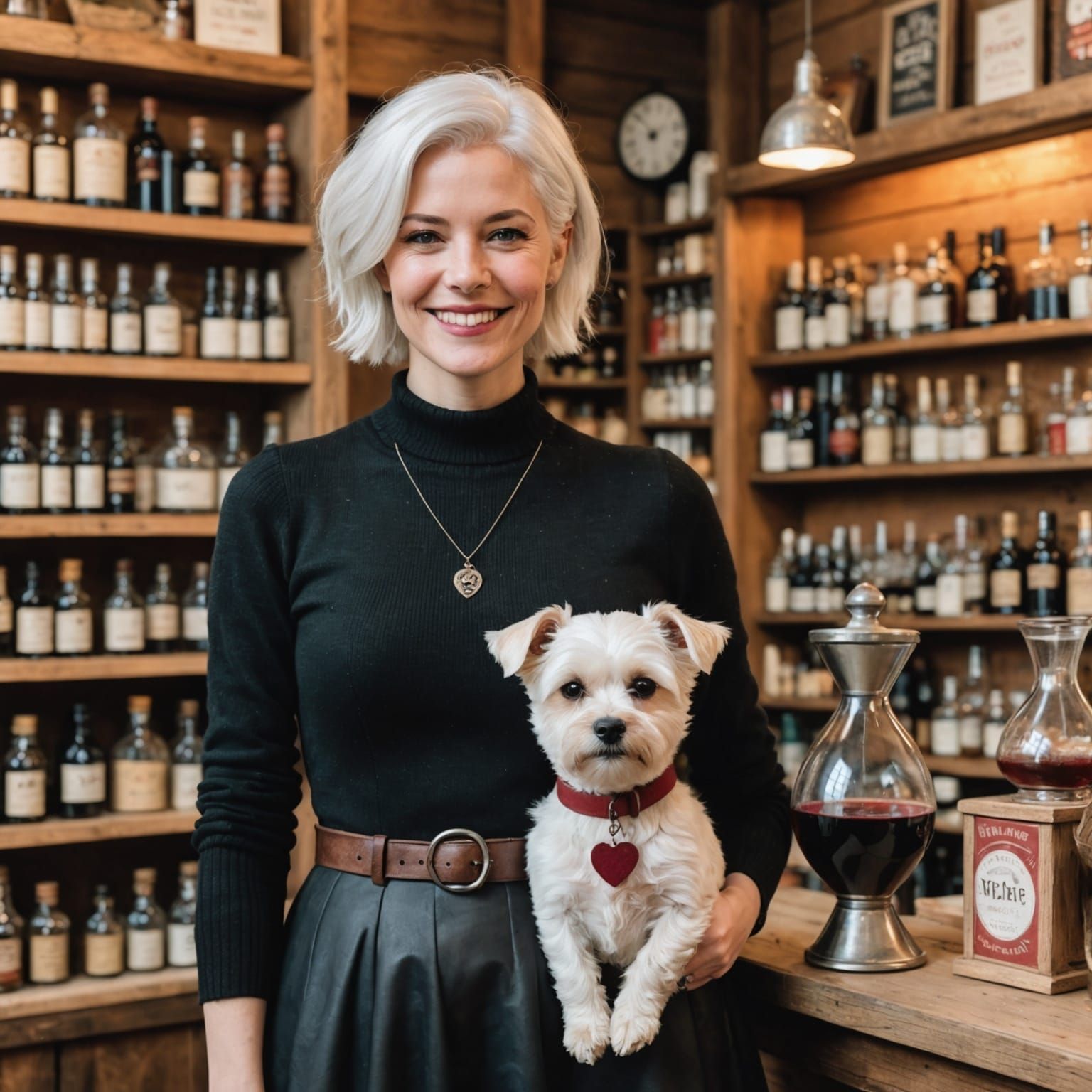 Woman and Terrier Mix in Alcohol Ink Style