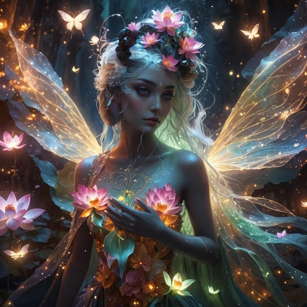 Fae Woman in Lotus Gown