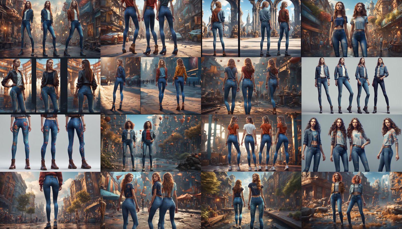 Girls in Jeans: Detailed Fantasy Concept Art