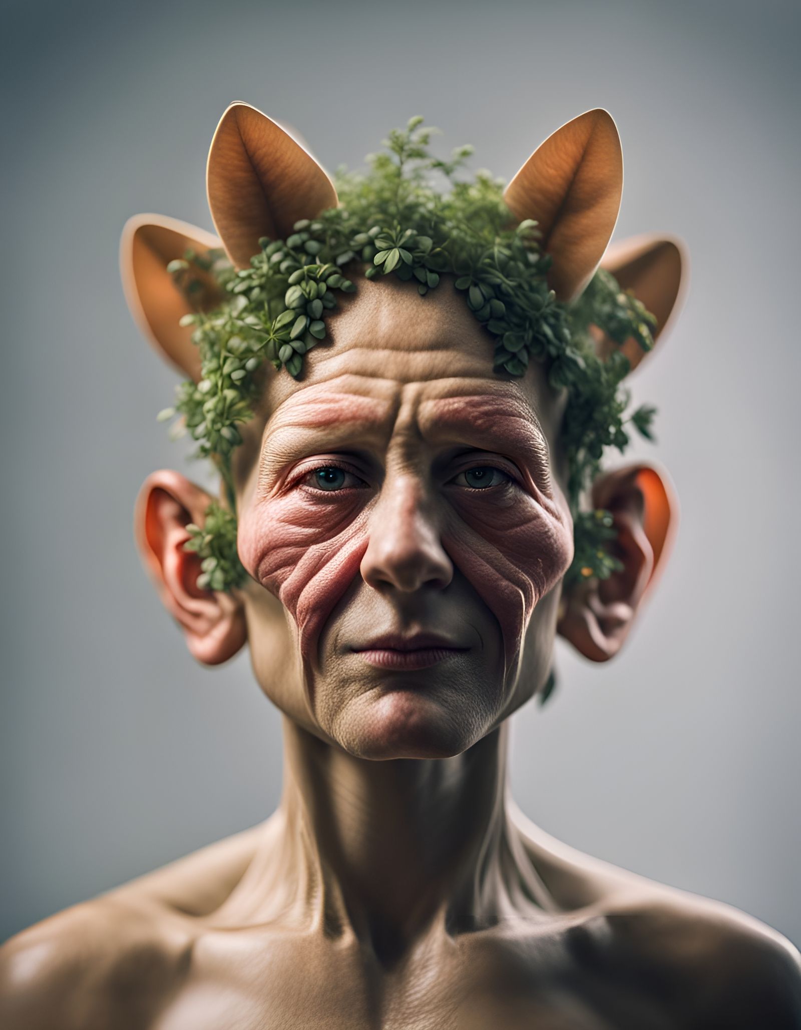 Mutant Face Composed of Bouquet of Ears