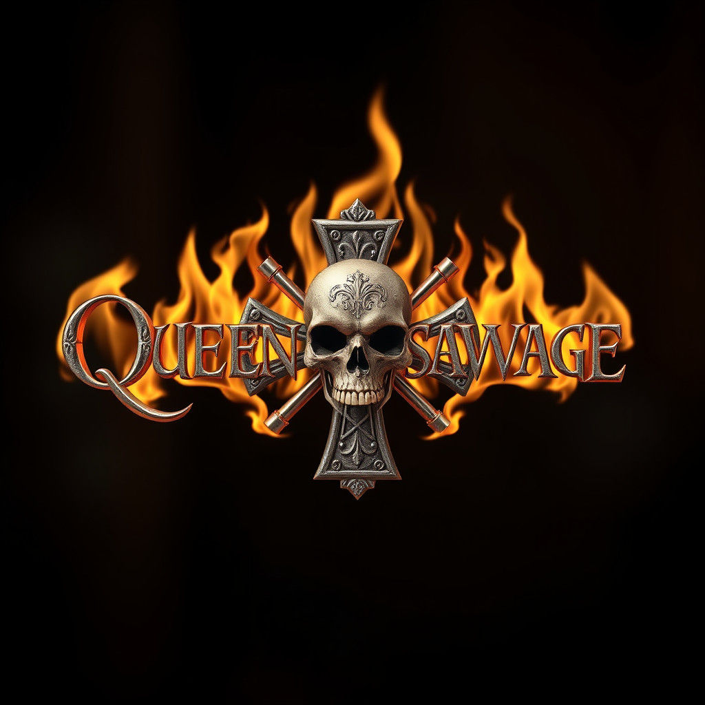 Queen Savage Logo with Skull and Flames