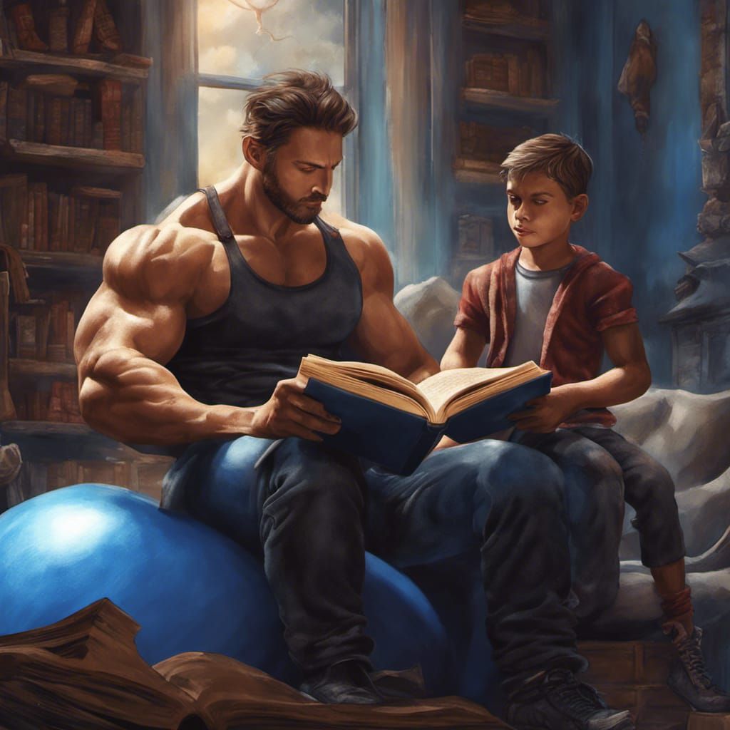 Man Reads to Boy: Detailed Matte Painting