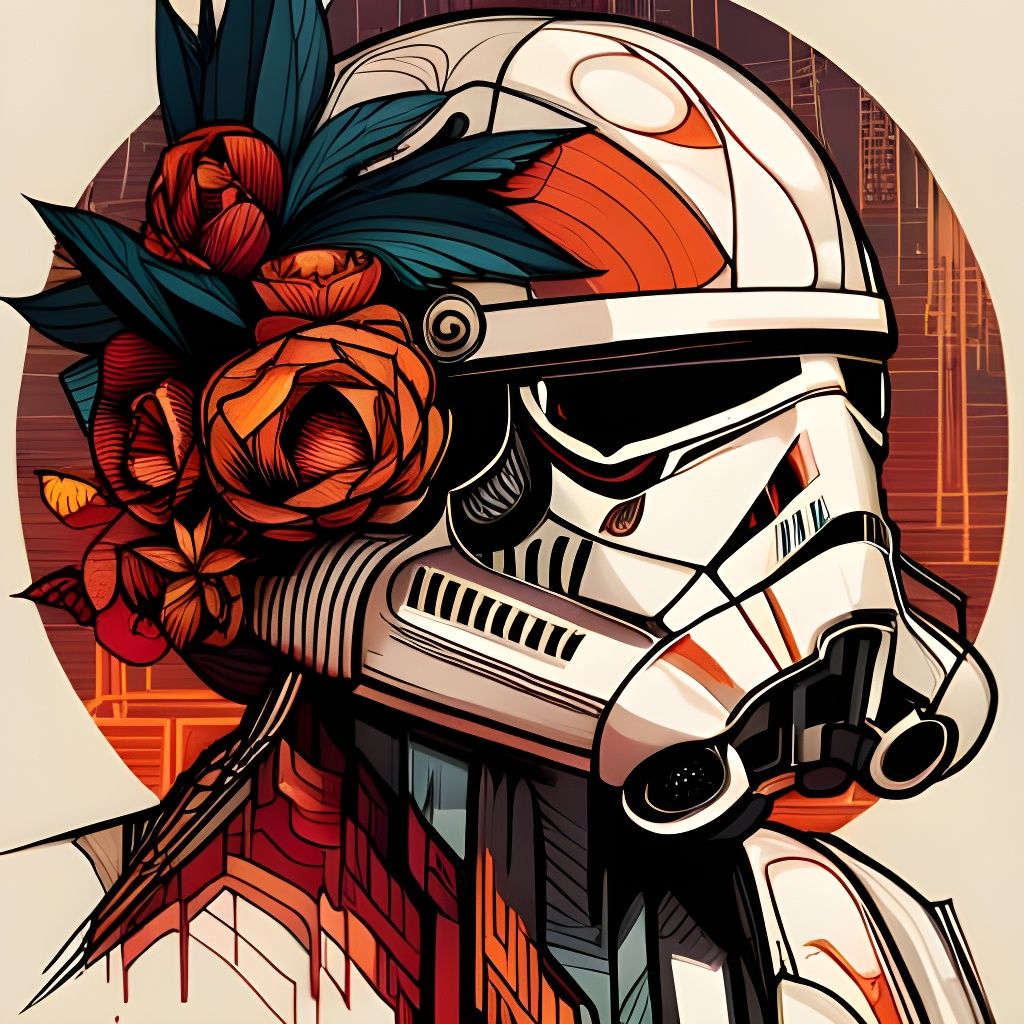 Intricate Golden Stormtrooper Digital Art