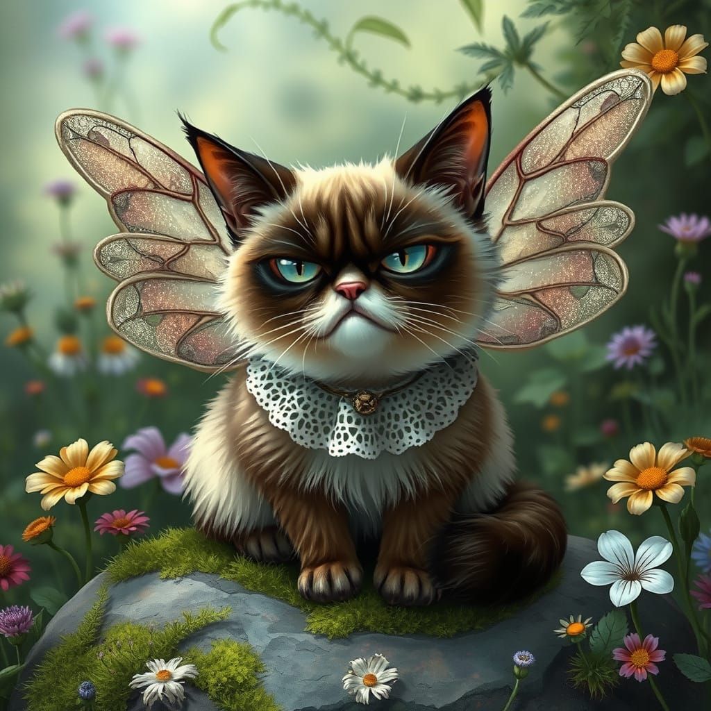 Mystical Grumpy Fairy in Whimsical Victorian Attire