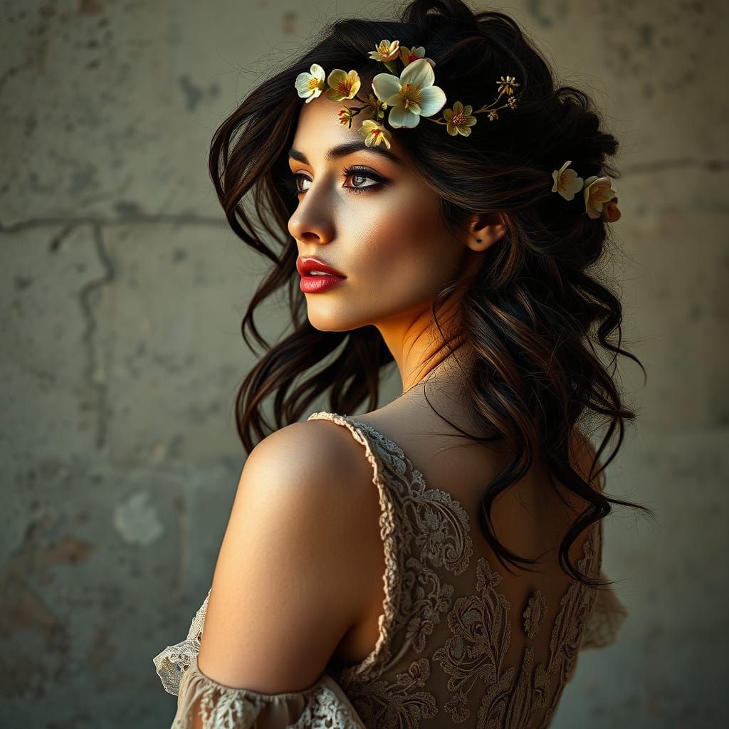 Surreal Portraiture of a Brunette Woman in Moody, Earthy Ton...