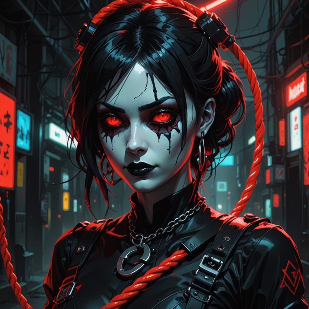 Surreal Anime Goth Beauty in Vivid Digital Painting