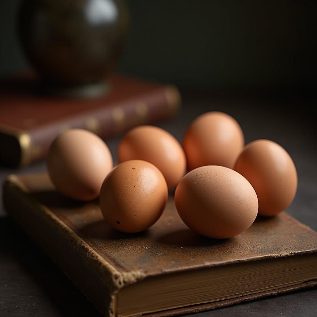 Eggs on Vintage Book: Food Photography