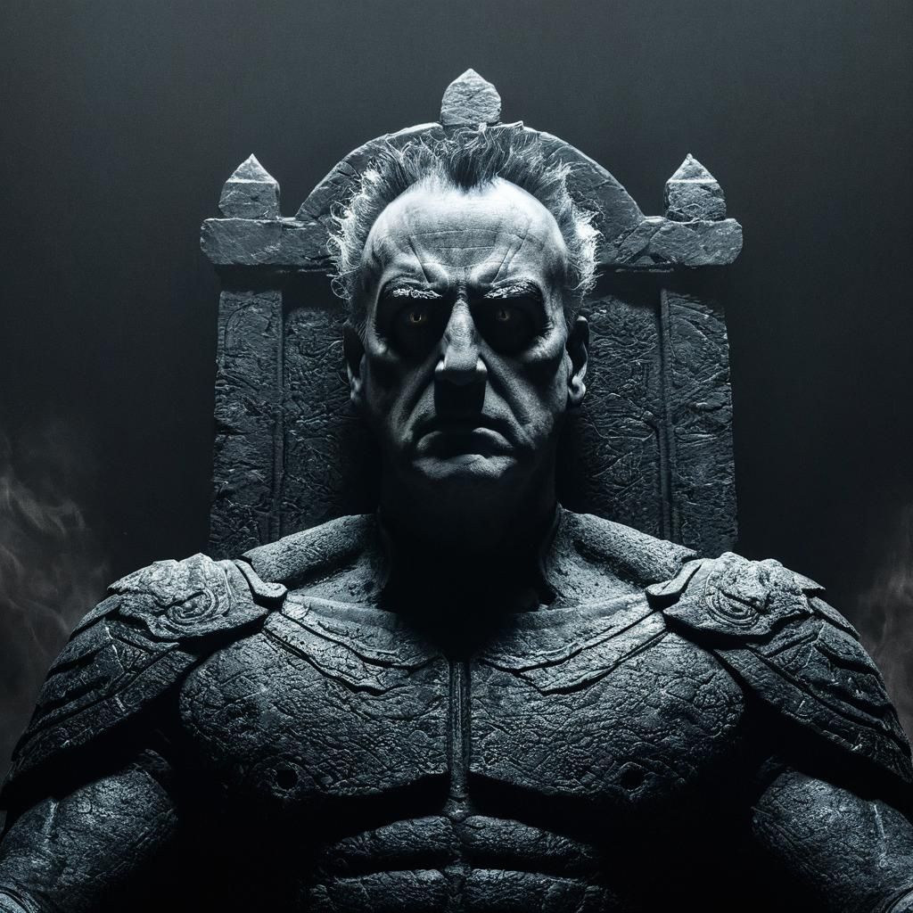 Hades on Obsidian Throne in Dark Realism Style
