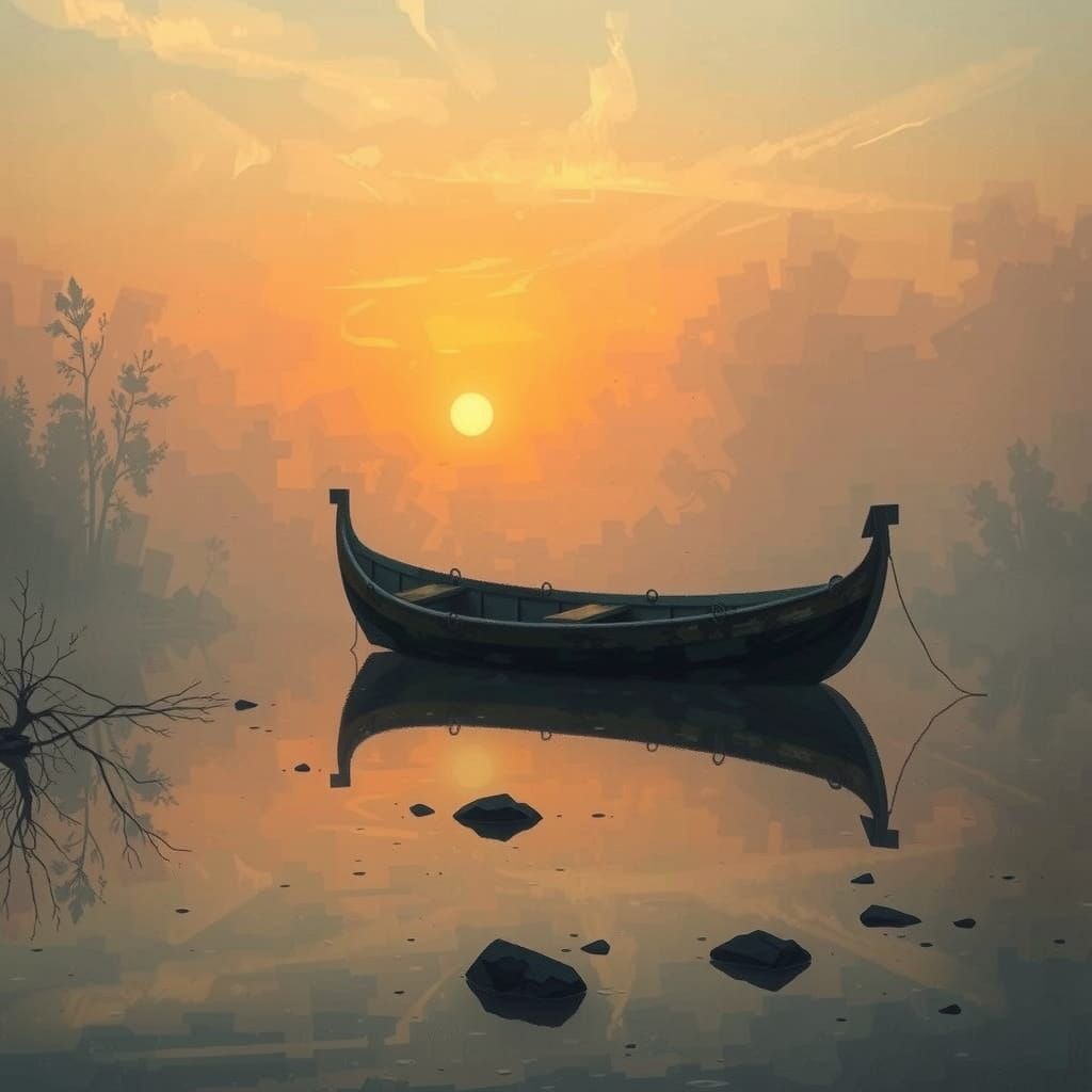 Serenene Lake Scene in Soft Golden Light