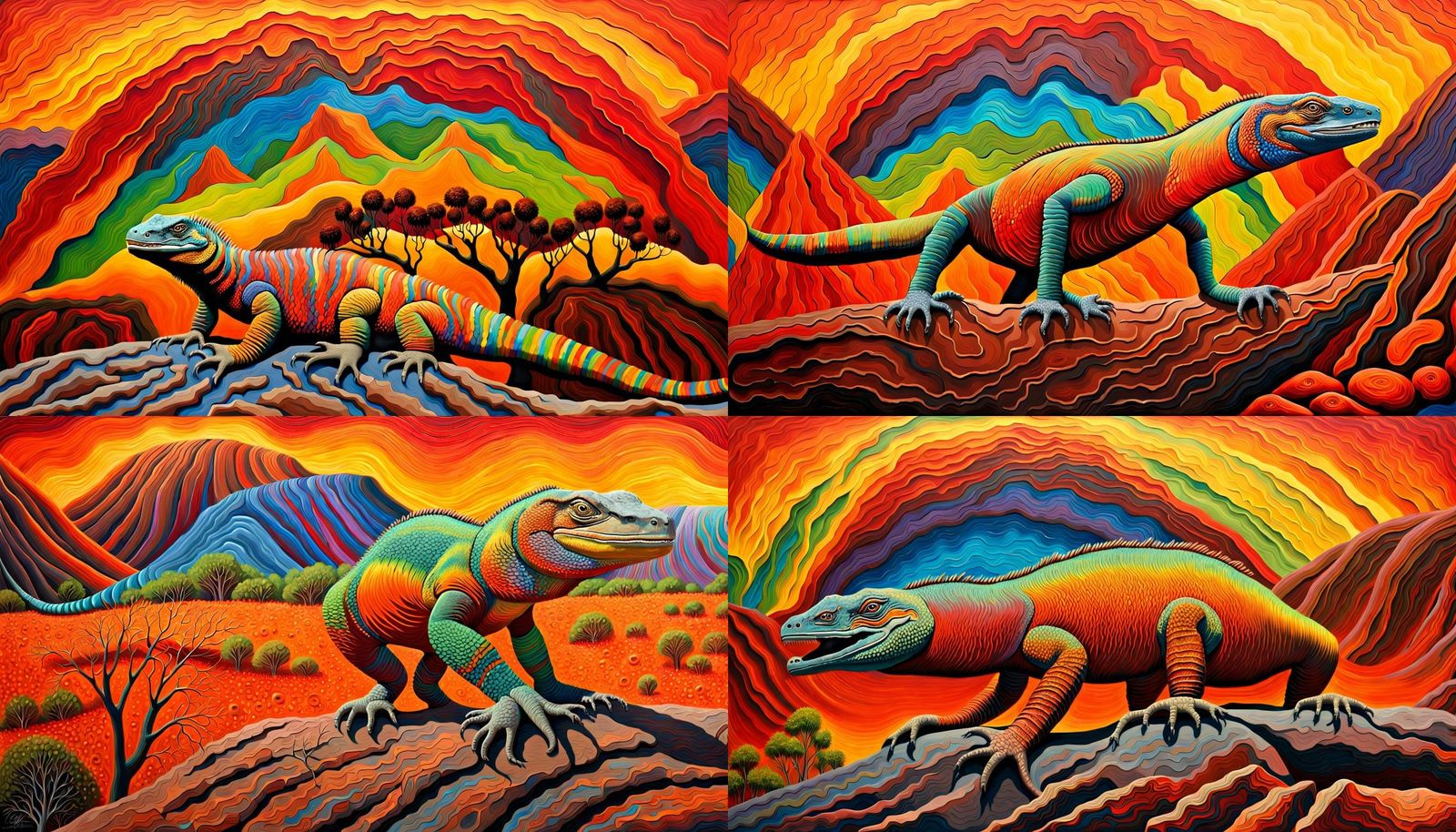 Goanna Dreamtime: Impasto Oil Painting of Giant Reptile