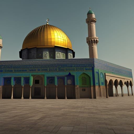 Al-Aqsa Mosque in Palestine: Detailed Matte Painting