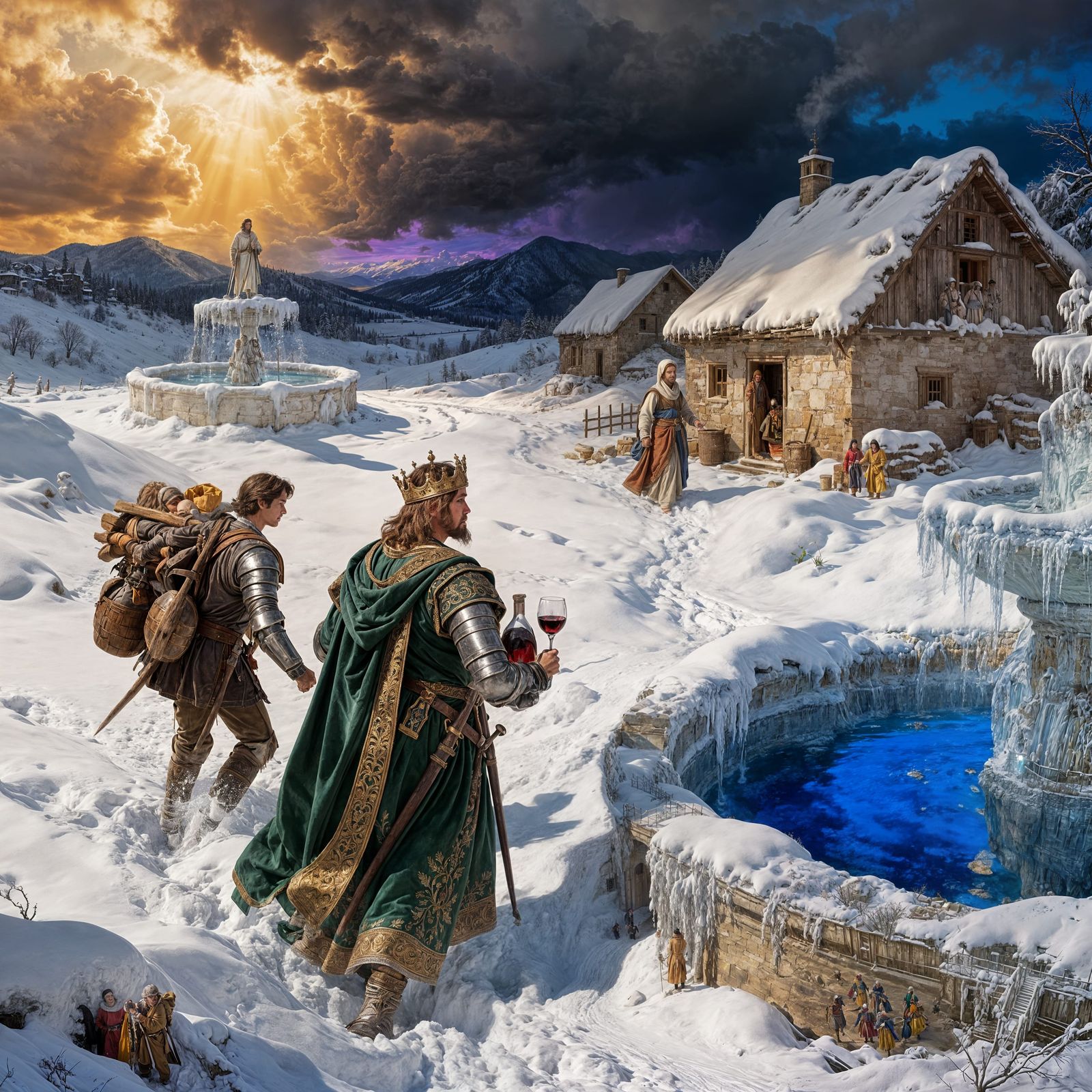 King Wenceslas Walks Through Snow With Servant