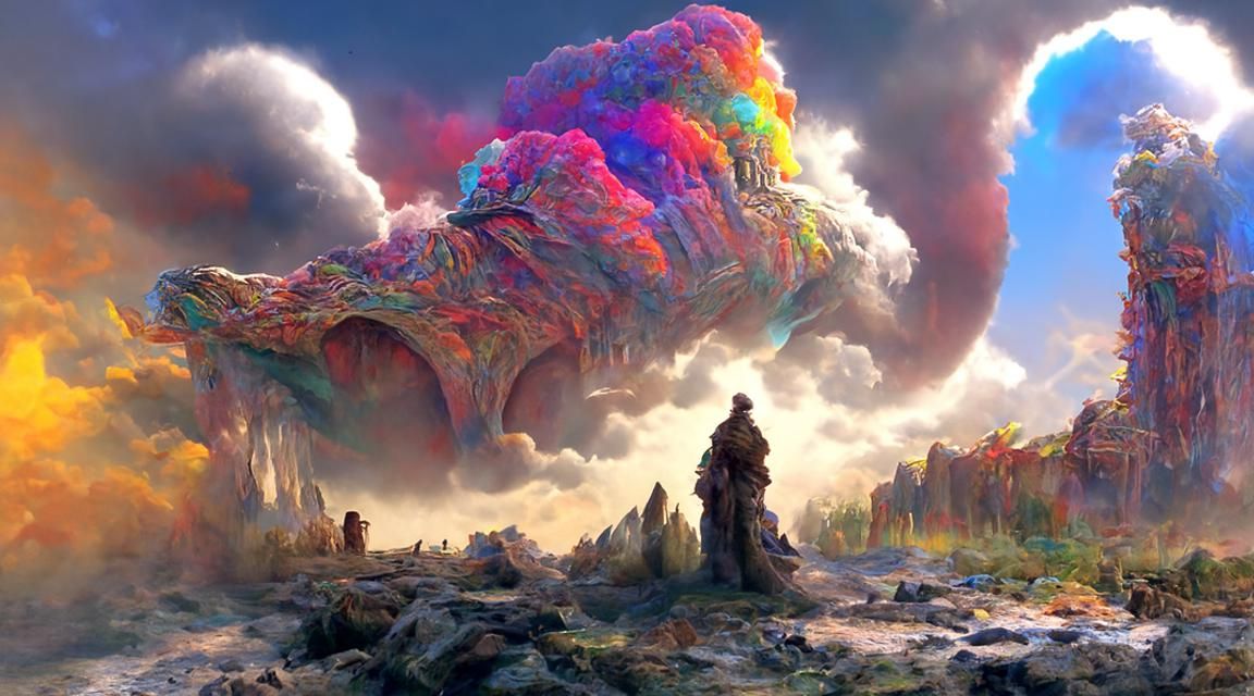 Hyperrealistic Rainbow Cloud Concept Art