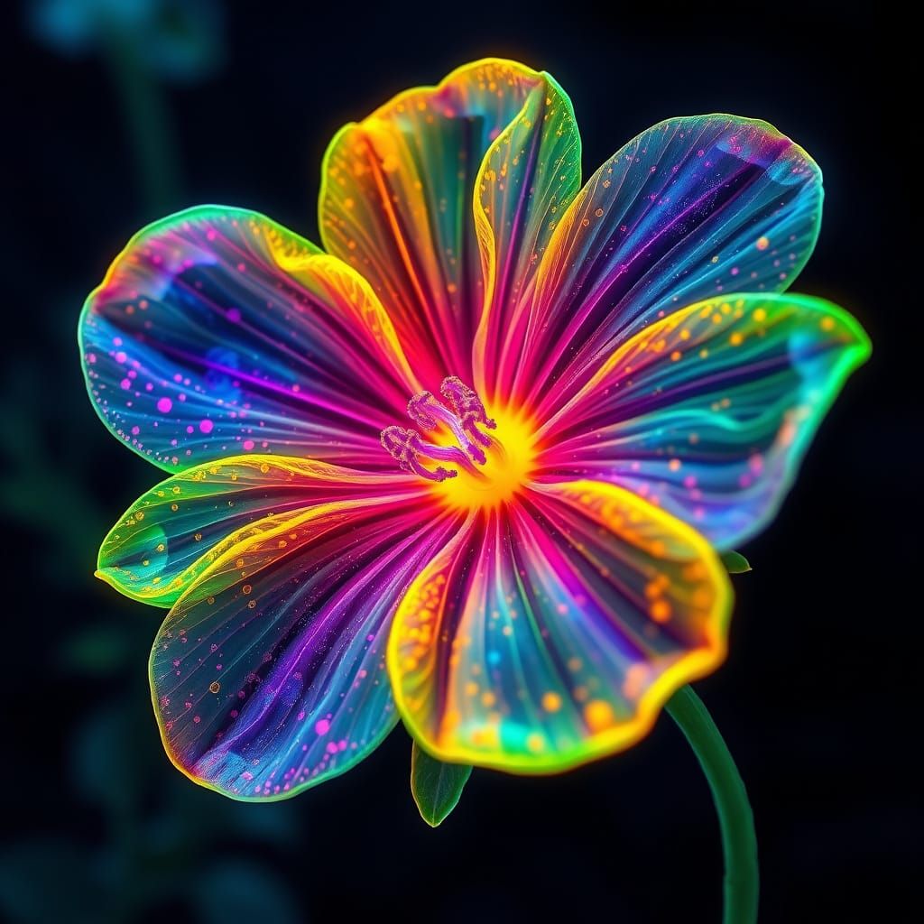Hyper-Realistic Neon Floral Masterpiece