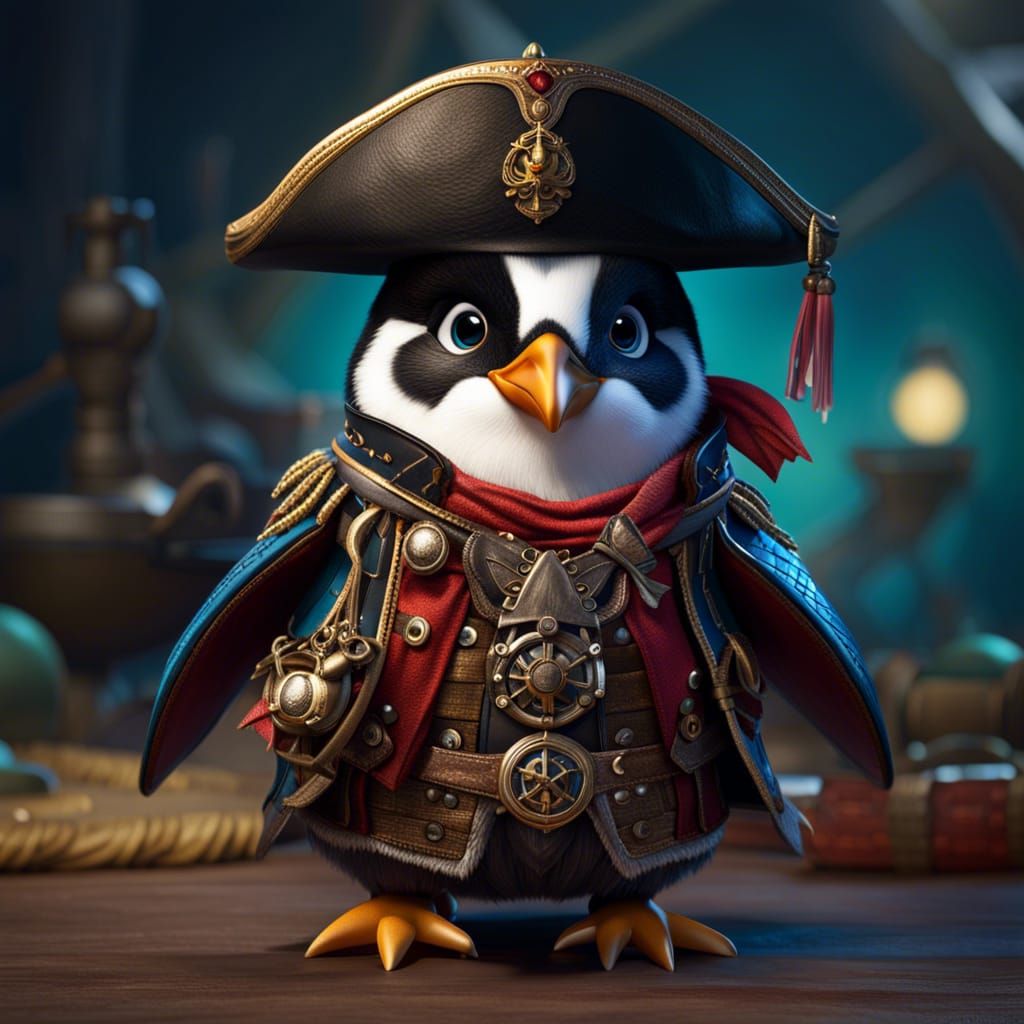 Pirate Penguin Toddler in Fantasycore Style