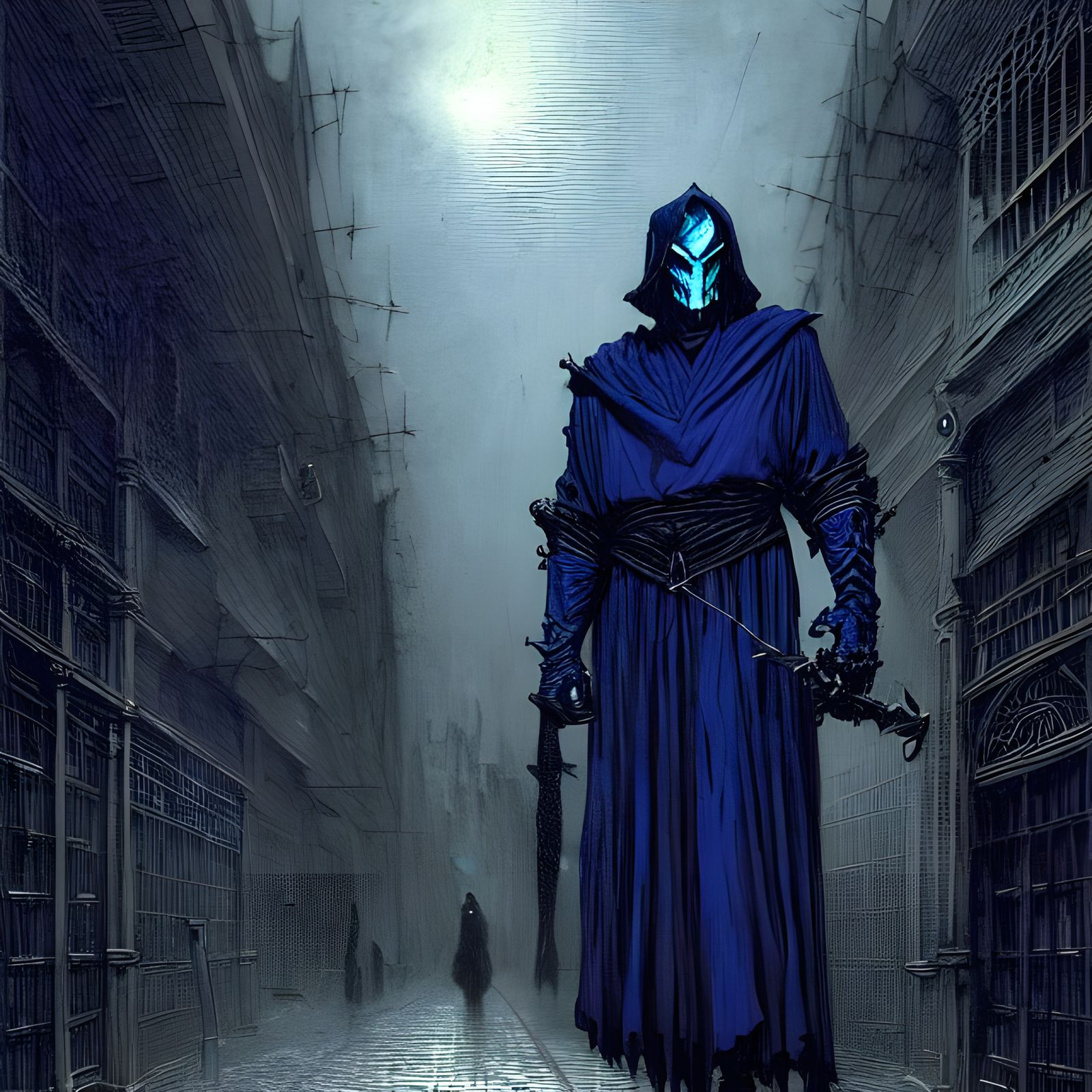 Shadow Magic User in Dark City Street