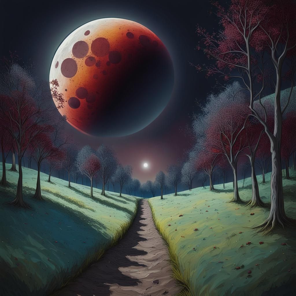 Moon Eclipse View in Abstract Style