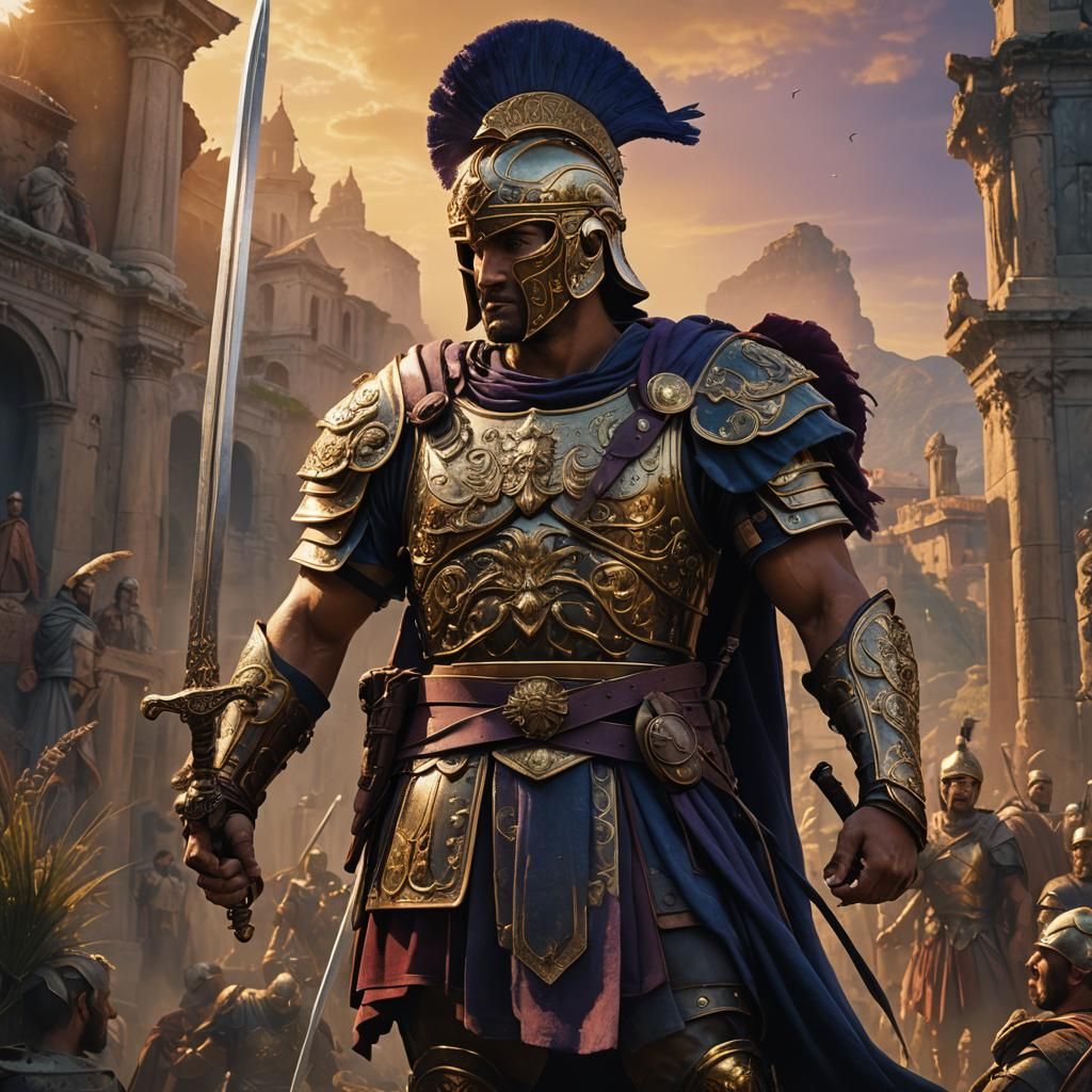 Valiant Roman Soldier with Sword: Fantasy Concept Art